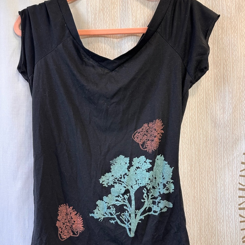 Elegant Black Top with Floral Accents